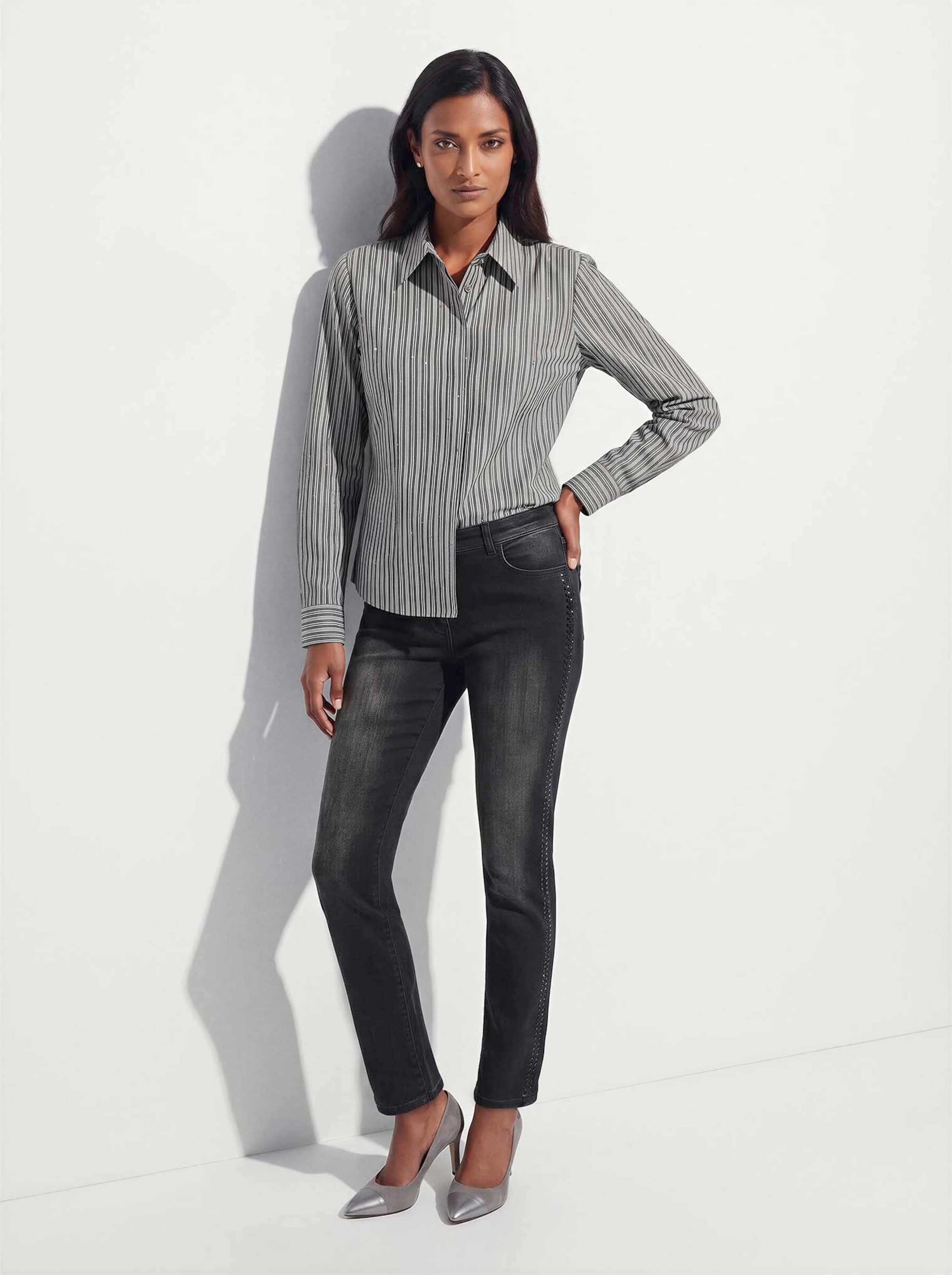 Blouse with stripes and rhinestones thumbnail 3