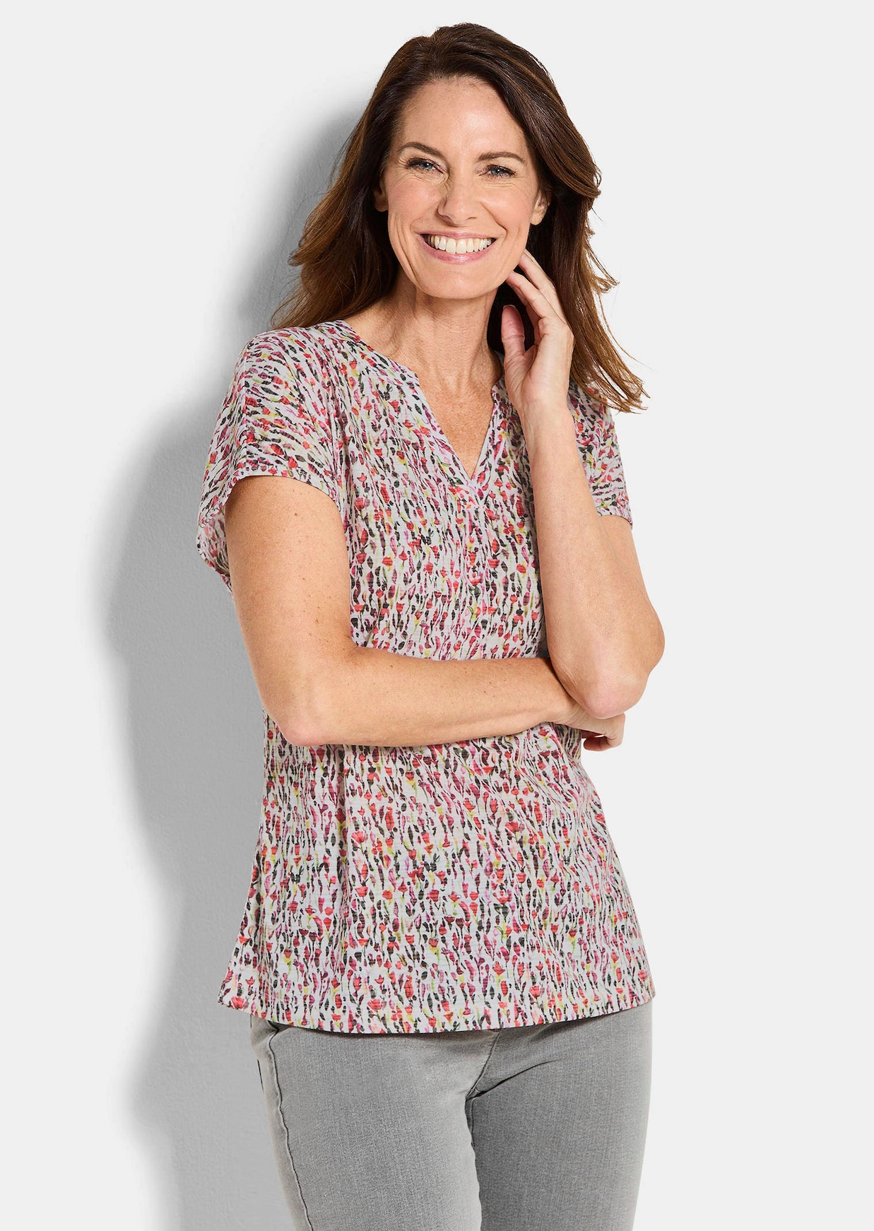 Jersey-Shirt mit Millefleurs-Print