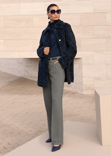 Wide-Leg-Hose mit Zierriegel in Lederoptik thumbnail 1