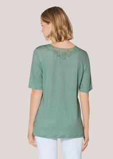 Short-sleeve linen top with lace thumbnail 4