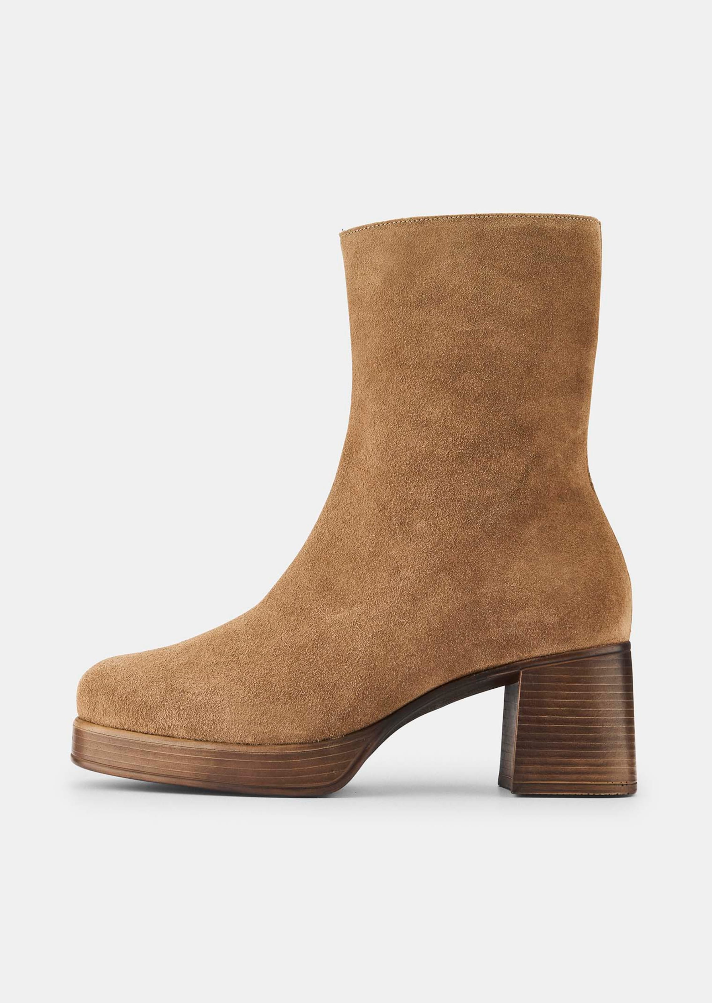 Stiefeletten aus Leder mit Blockabsatz