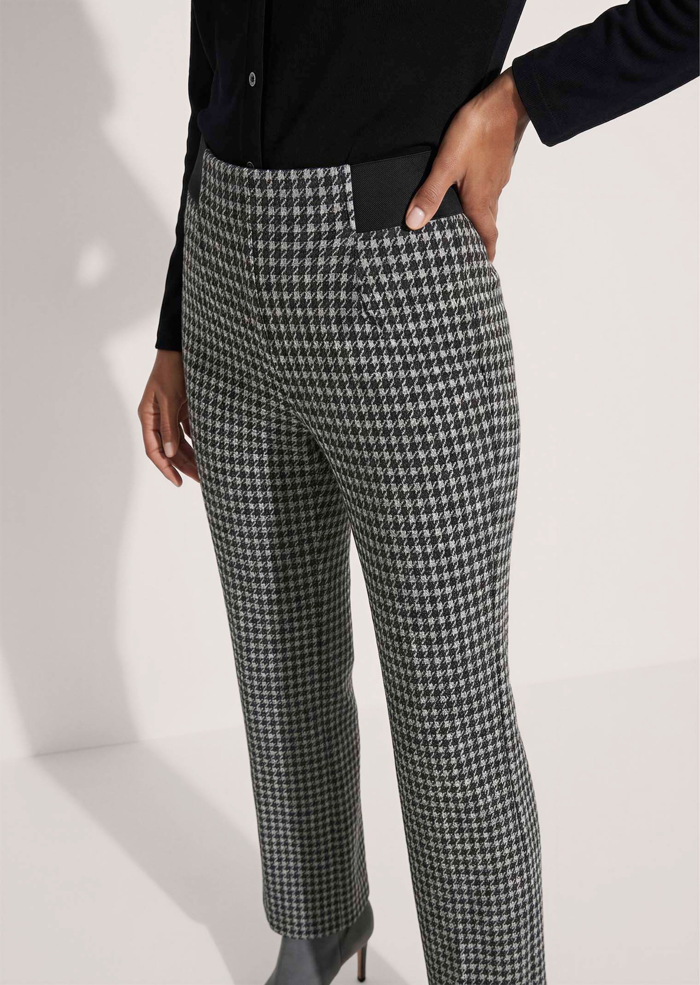 Broek met een elastische tailleband met pied-de-poule-dessin thumbnail 6