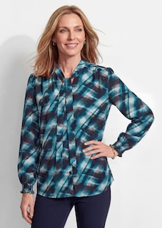 Bluse aus reiner Viskose mit Smokdetails thumbnail 1