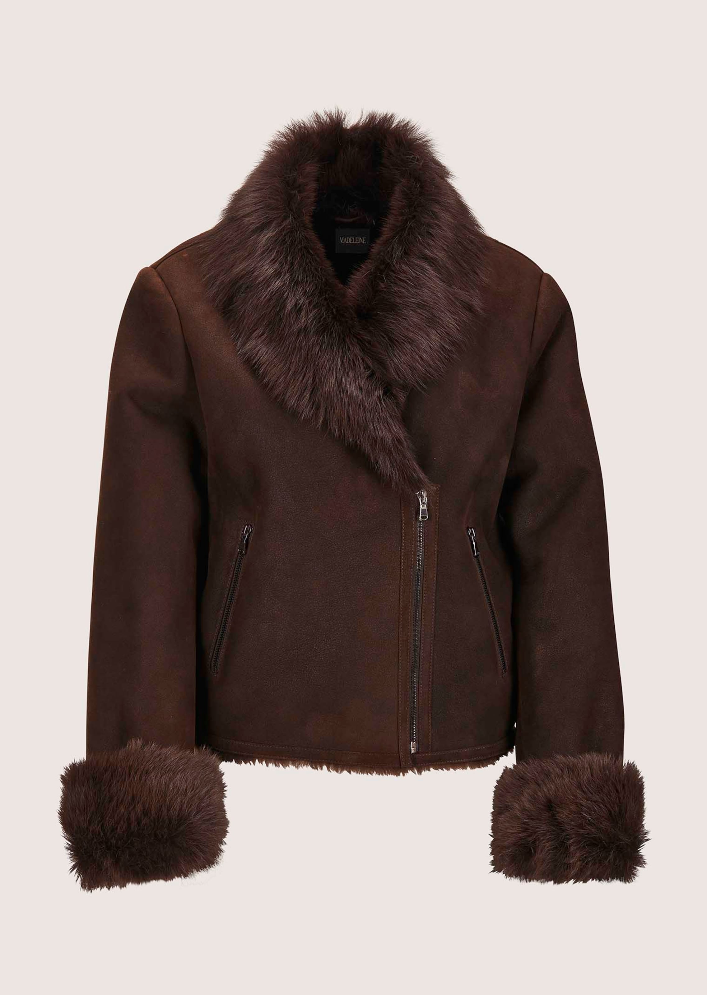 Lammfell-Jacke im Biker-Stil