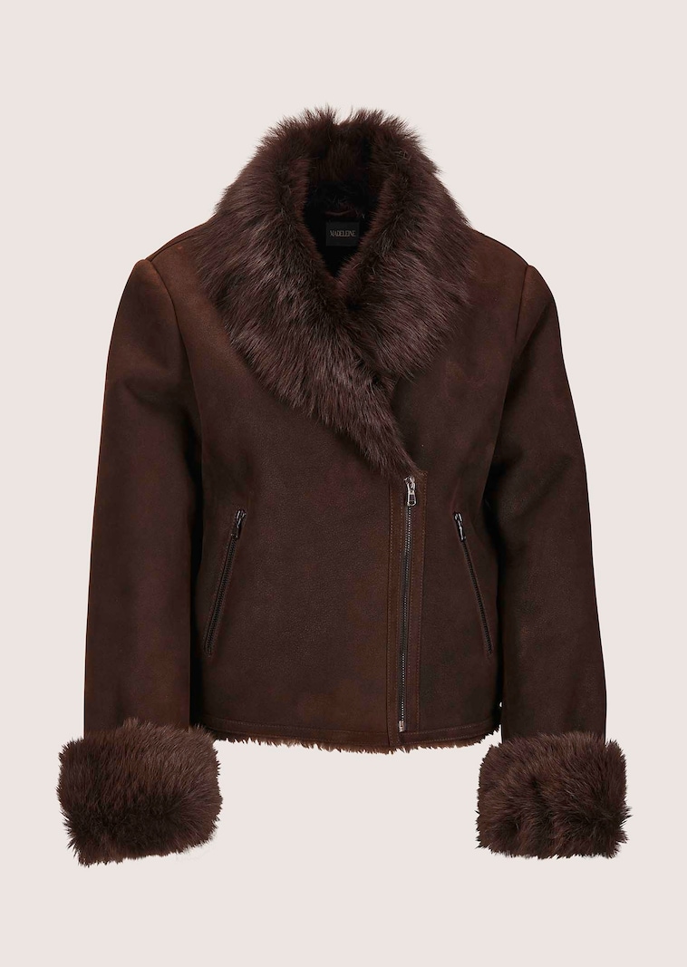 Lammfell-Jacke im Biker-Stil
