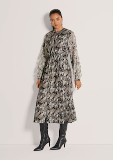 Kleid mit Schlangen-Print und Spitzen-Ärmeln thumbnail 3
