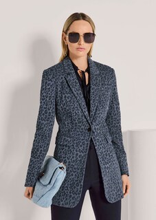 Denim blazer with leopard print thumbnail 5
