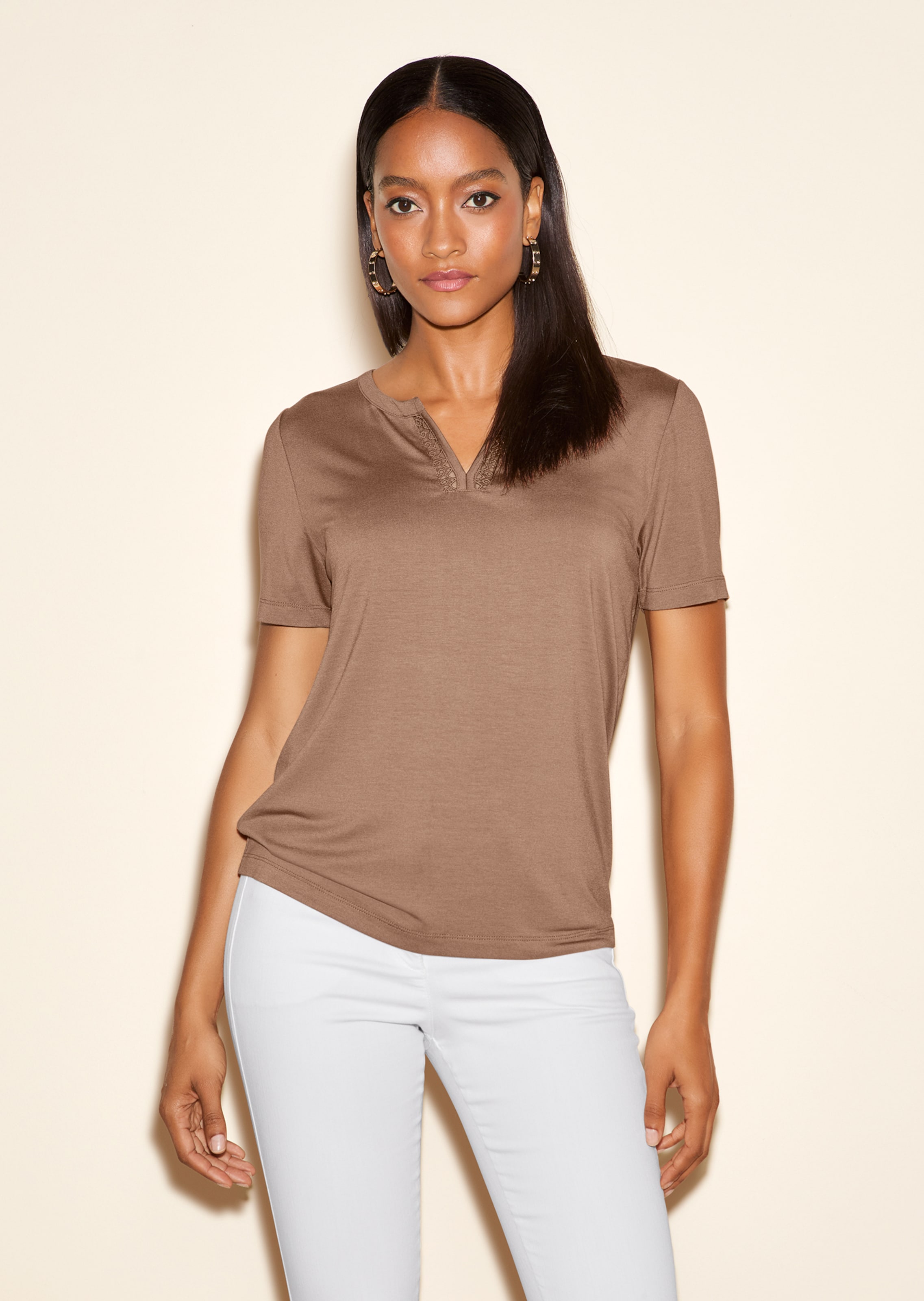 Tunika-Shirt mit Spitze