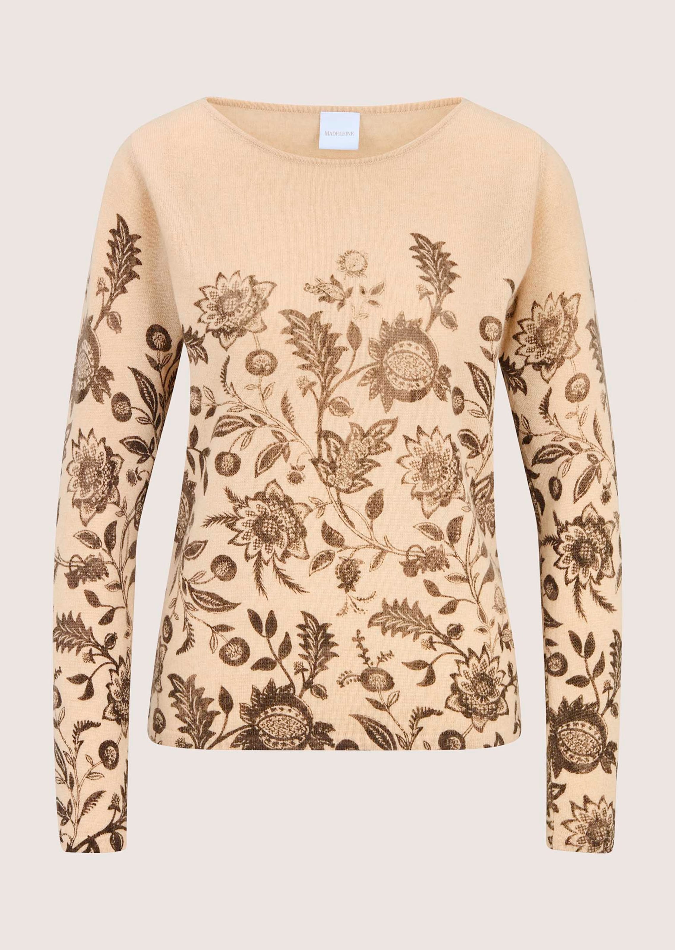 Kasjmier trui met botanische print