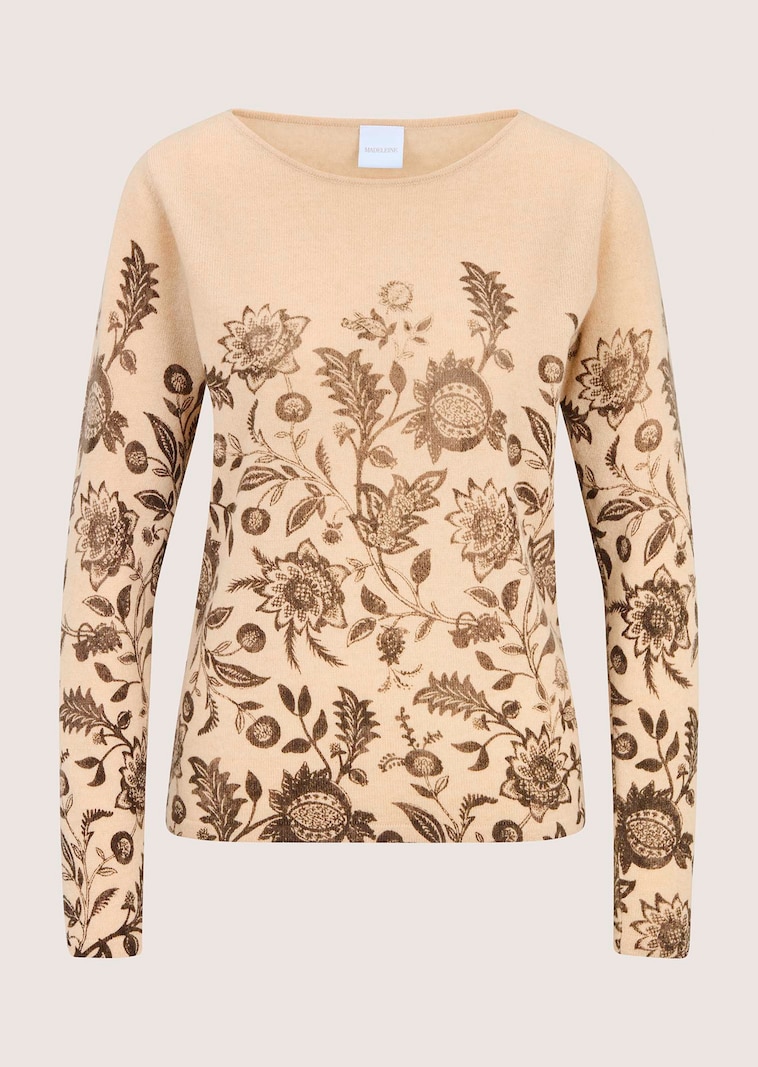 Kasjmier trui met botanische print