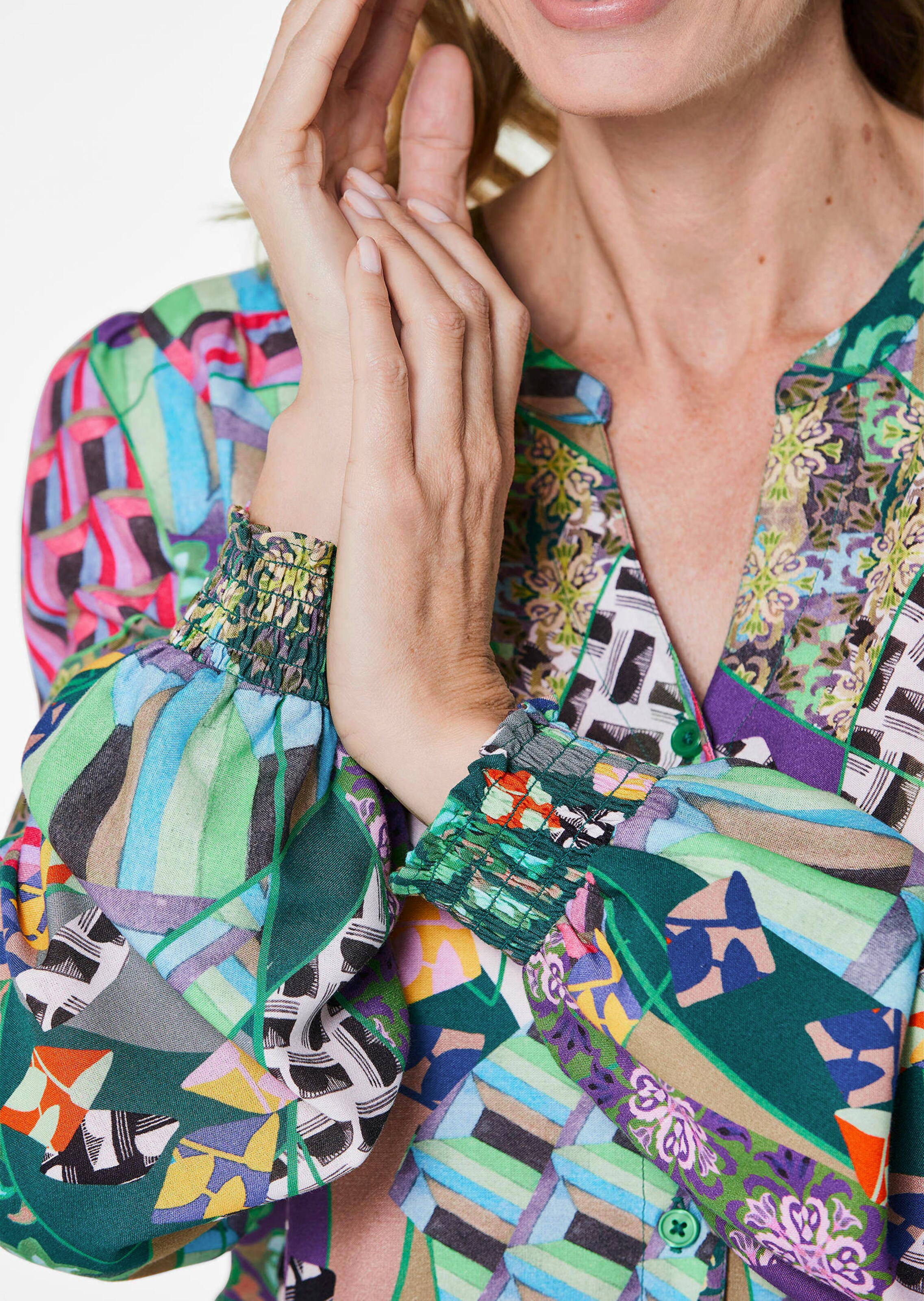 Gedessineerde blouse met patchpatroon thumbnail 5