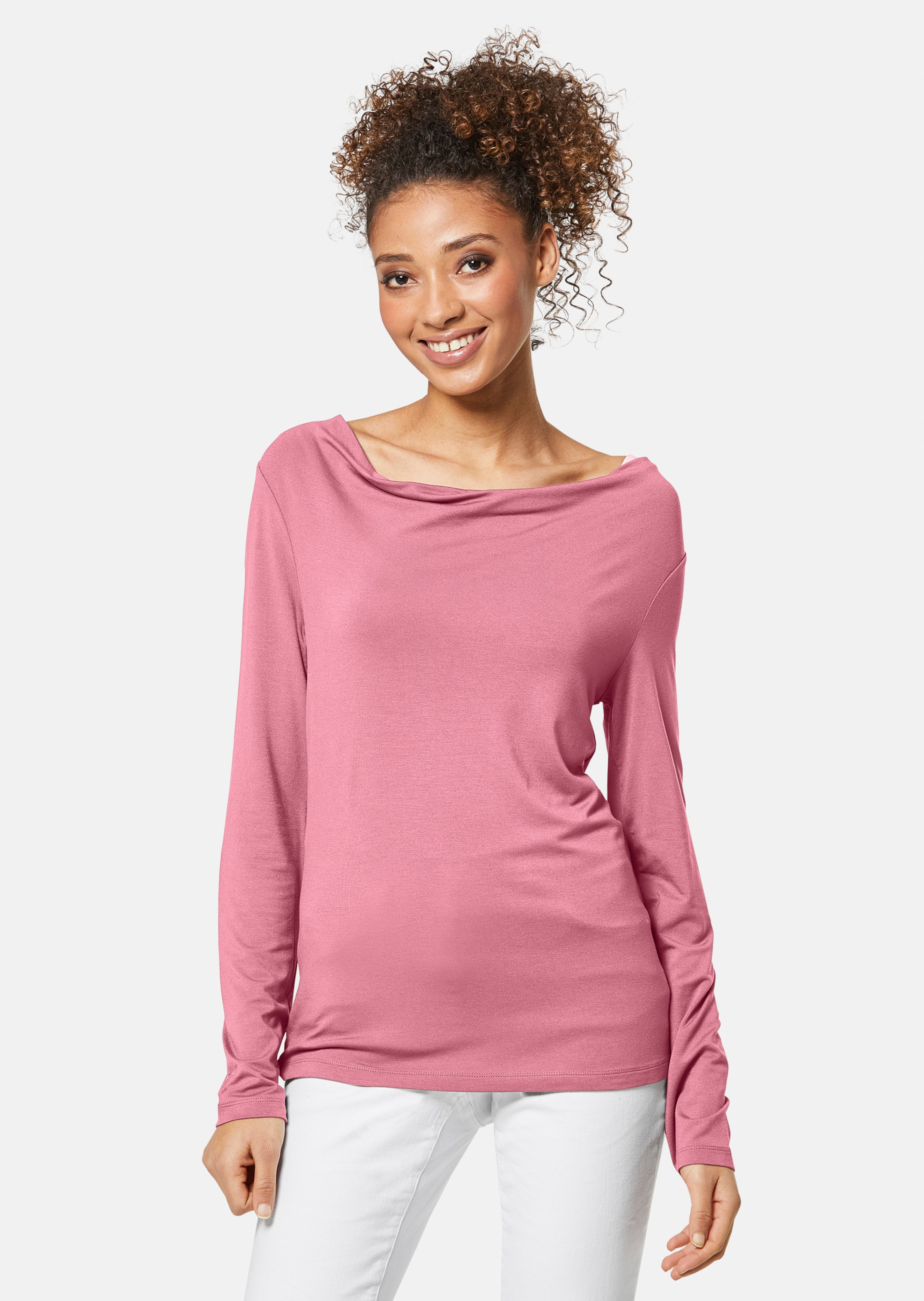 Langarmshirt mit Wasserfallausschnitt
