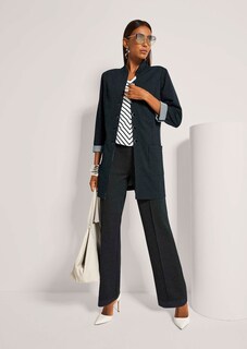 Longline blazer with subtle pinstripes thumbnail 5