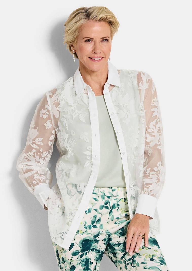Ausbrenner-Bluse mit Blumenmuster