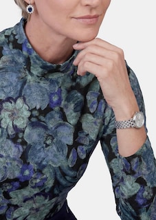 Langarmshirt mit Stehkragen und Blumenmuster thumbnail 5
