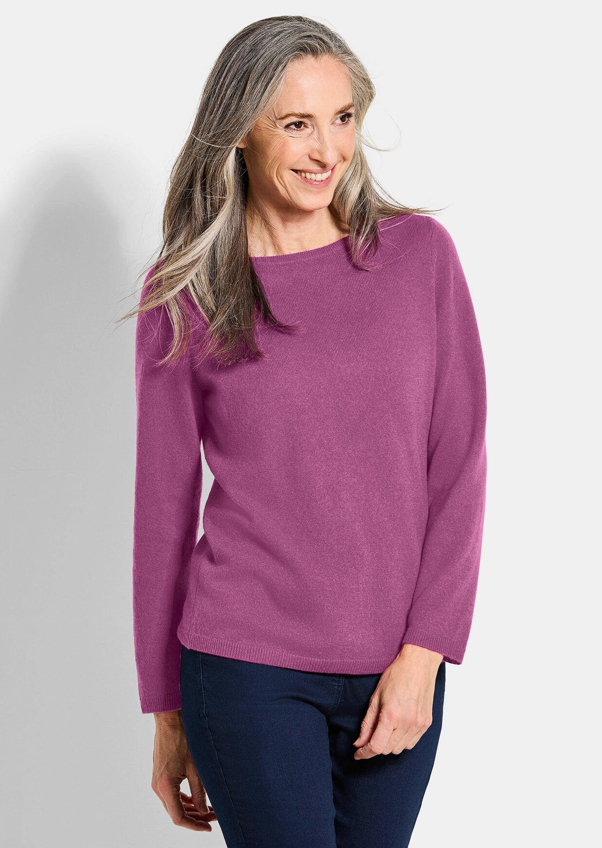 Kaschmirpullover mit U-Boot Ausschnitt