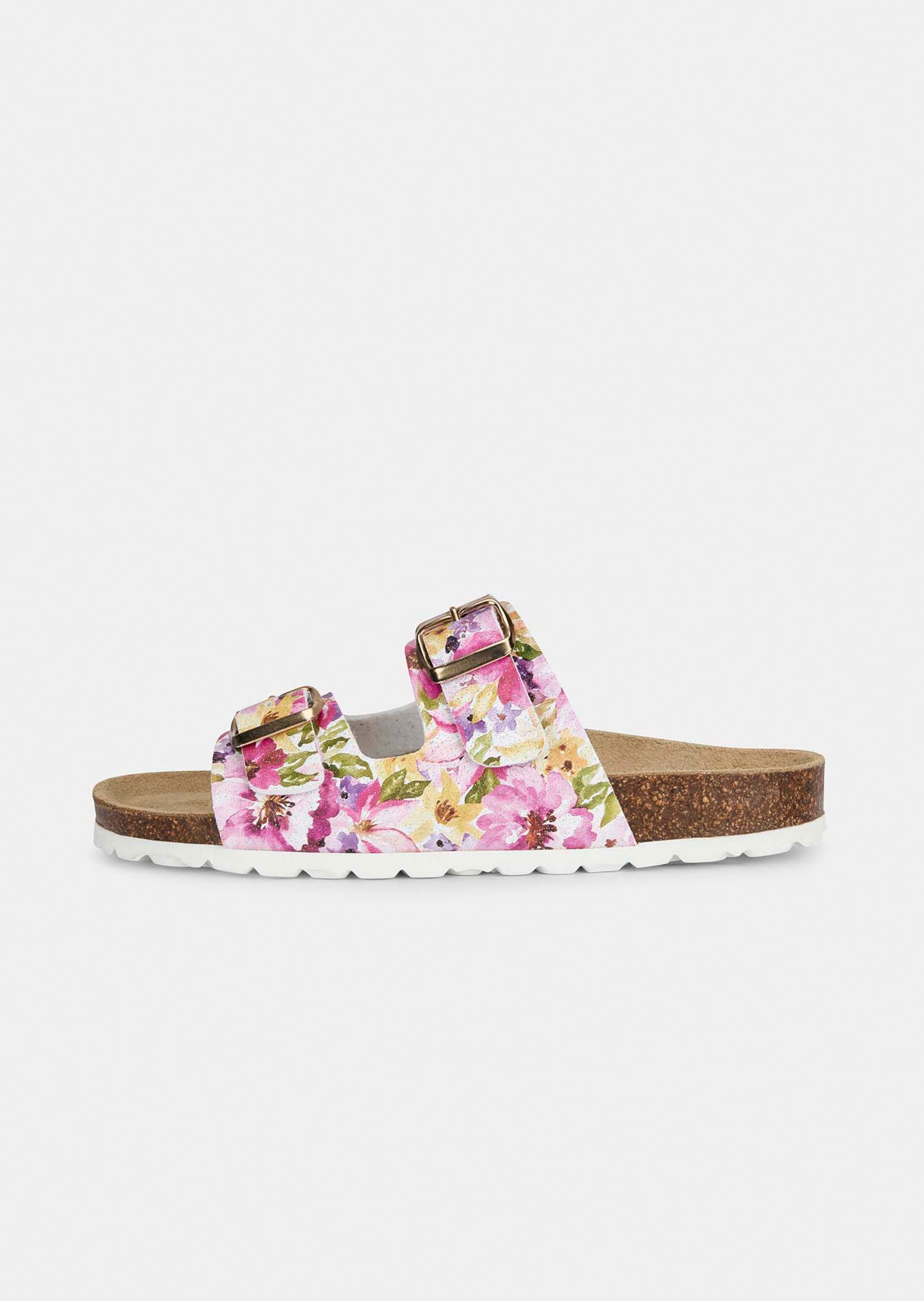 Mules florales à deux brides