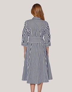 Gestreiftes Hemdblusenkleid mit Bindeschärpe thumbnail 4