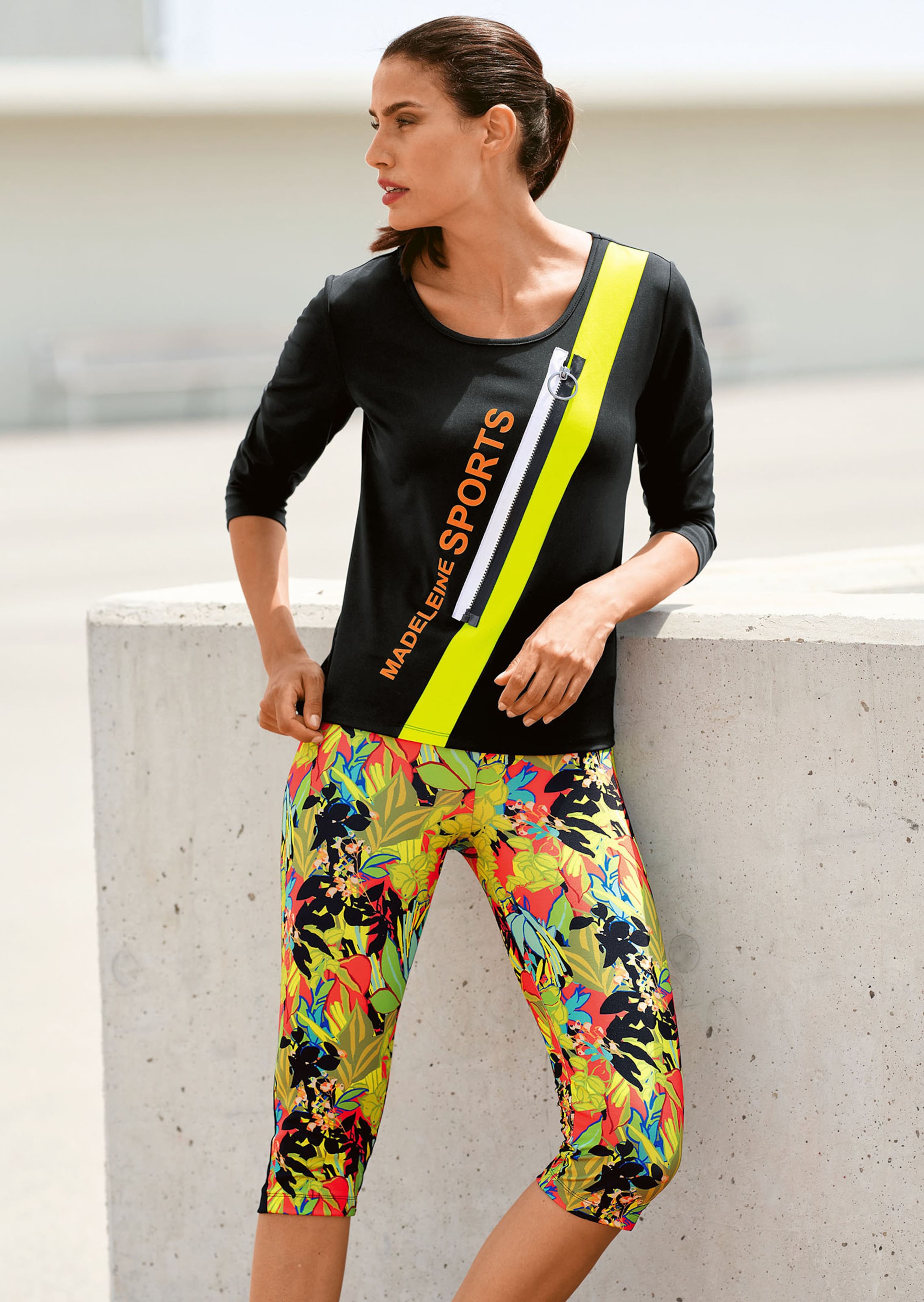 Shirt mit Kontrasteinsatz und Zierzipper