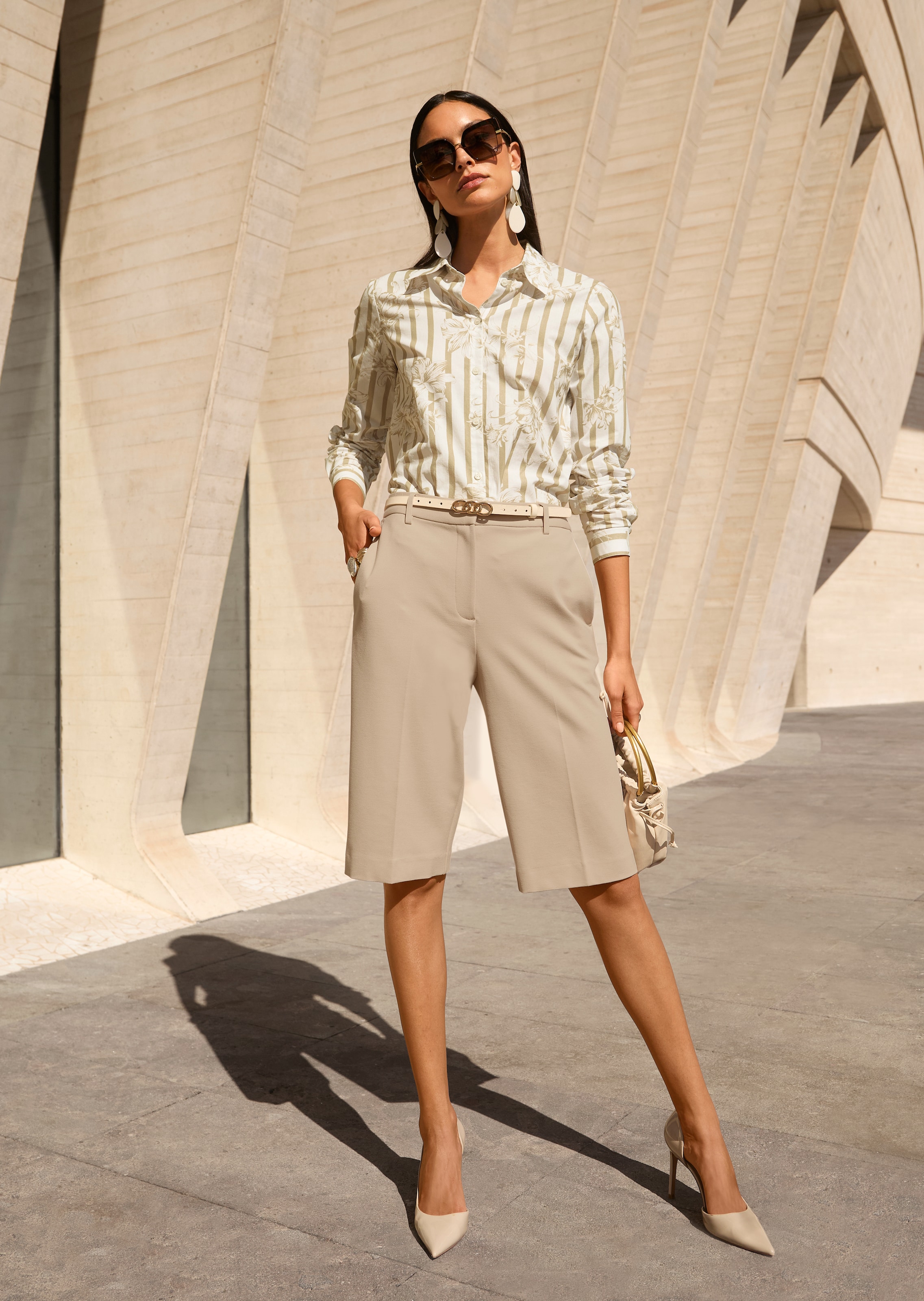 Elegante Jersey-Bermuda mit Stretch