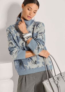Pull jacquard floral à col roulé thumbnail 5