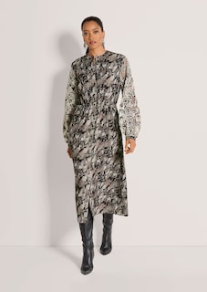Kleid mit Schlangen-Print und Spitzen-Ärmeln thumbnail 2