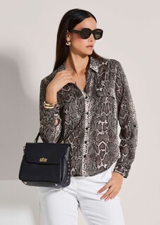 Lange Hemdbluse mit Unikat-Print thumbnail 5