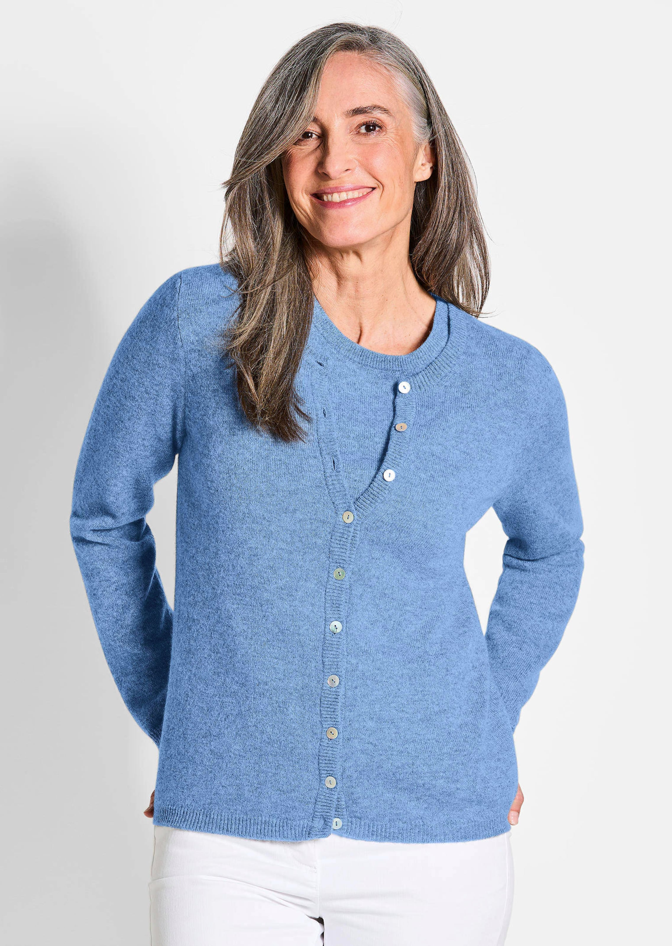 Tricot jasje van kasjmier met ronde hals