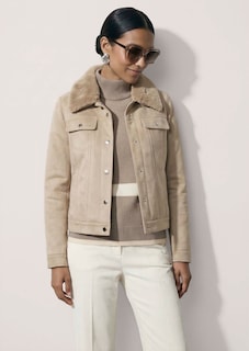 Jacke in Veloursoptik mit abnehmbarem Fellkragen thumbnail 5