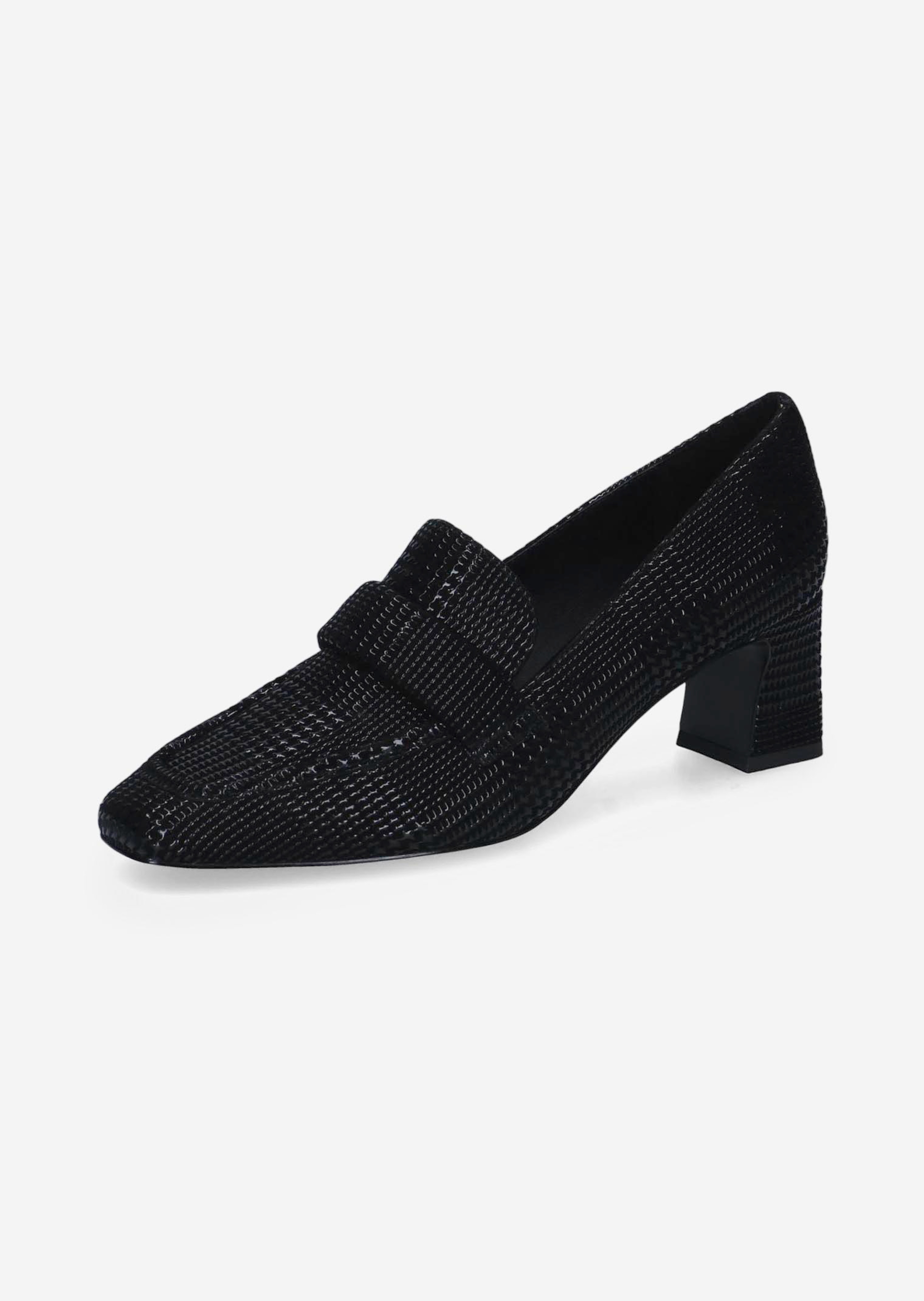 Block-heel leather court shoes