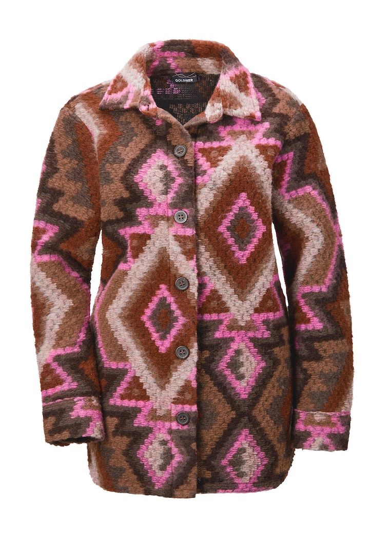 Veste chemisier ethno en laine mélangée