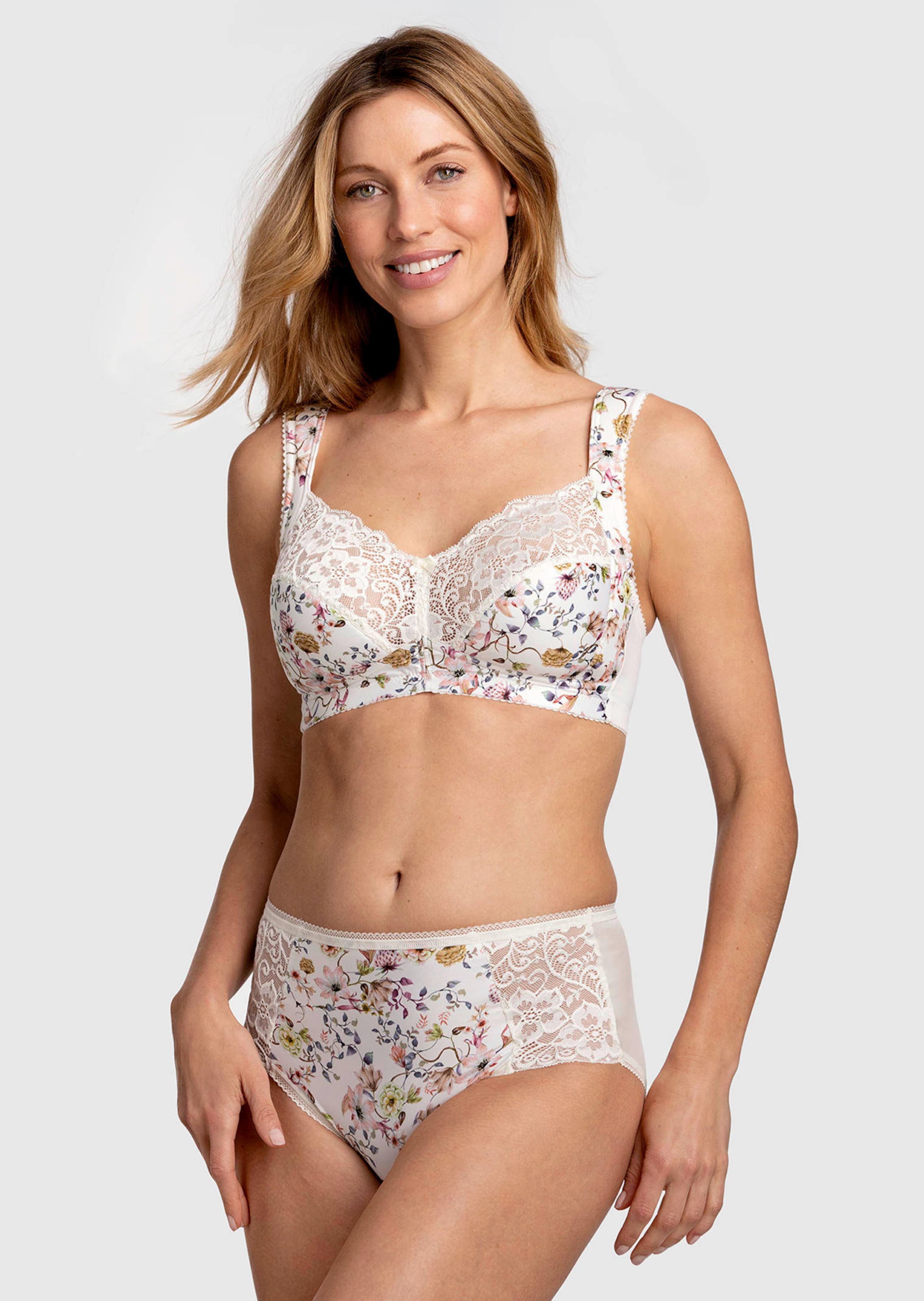 Taillenslip mit Blumendruck und Spitze