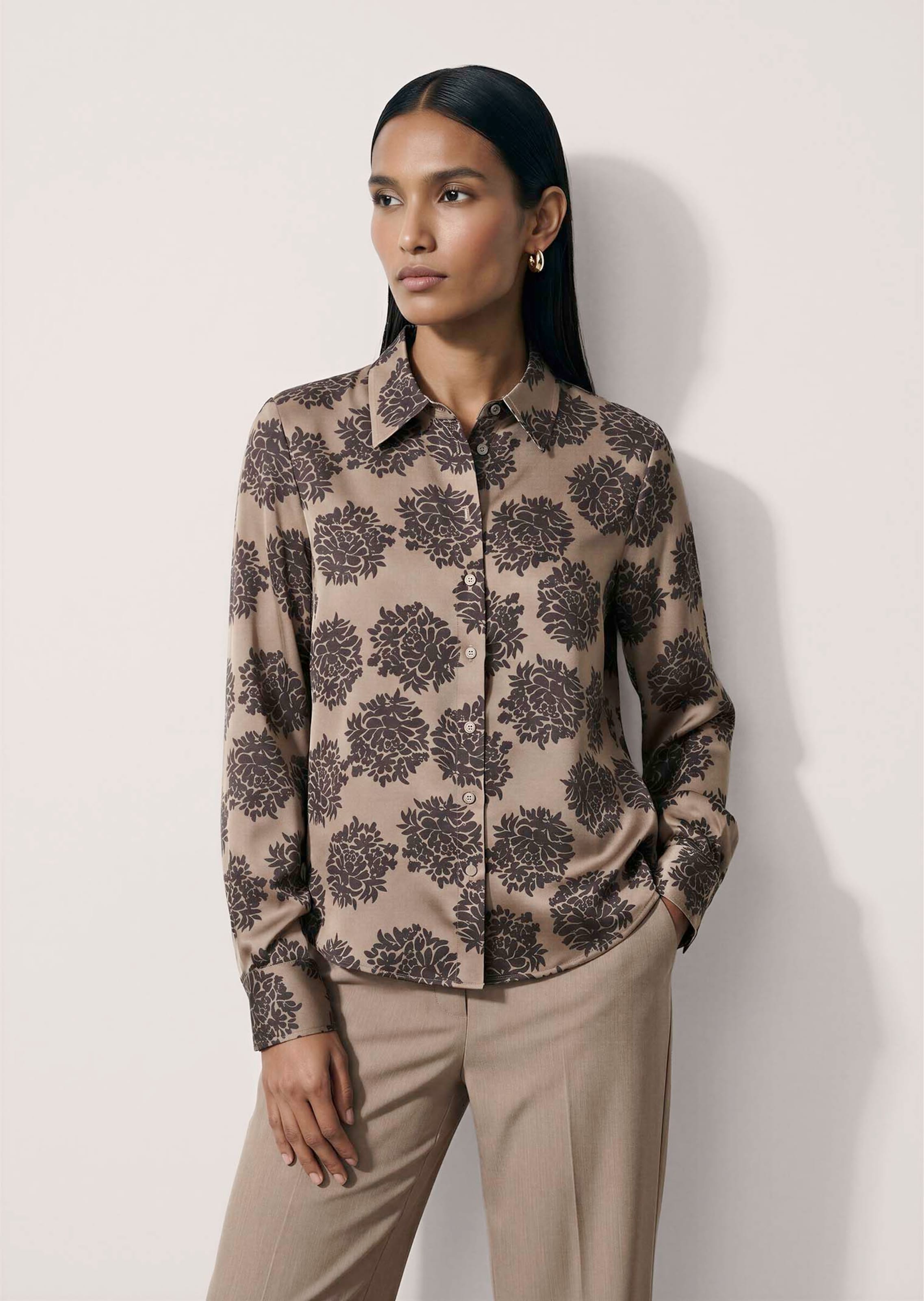 Overhemdblouse met bloemenprint