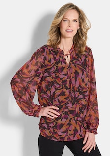 Blouse van chiffon met semi-transparante mouwen thumbnail 1