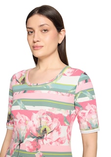 Rippenshirt mit Blüten und Streifen thumbnail 4