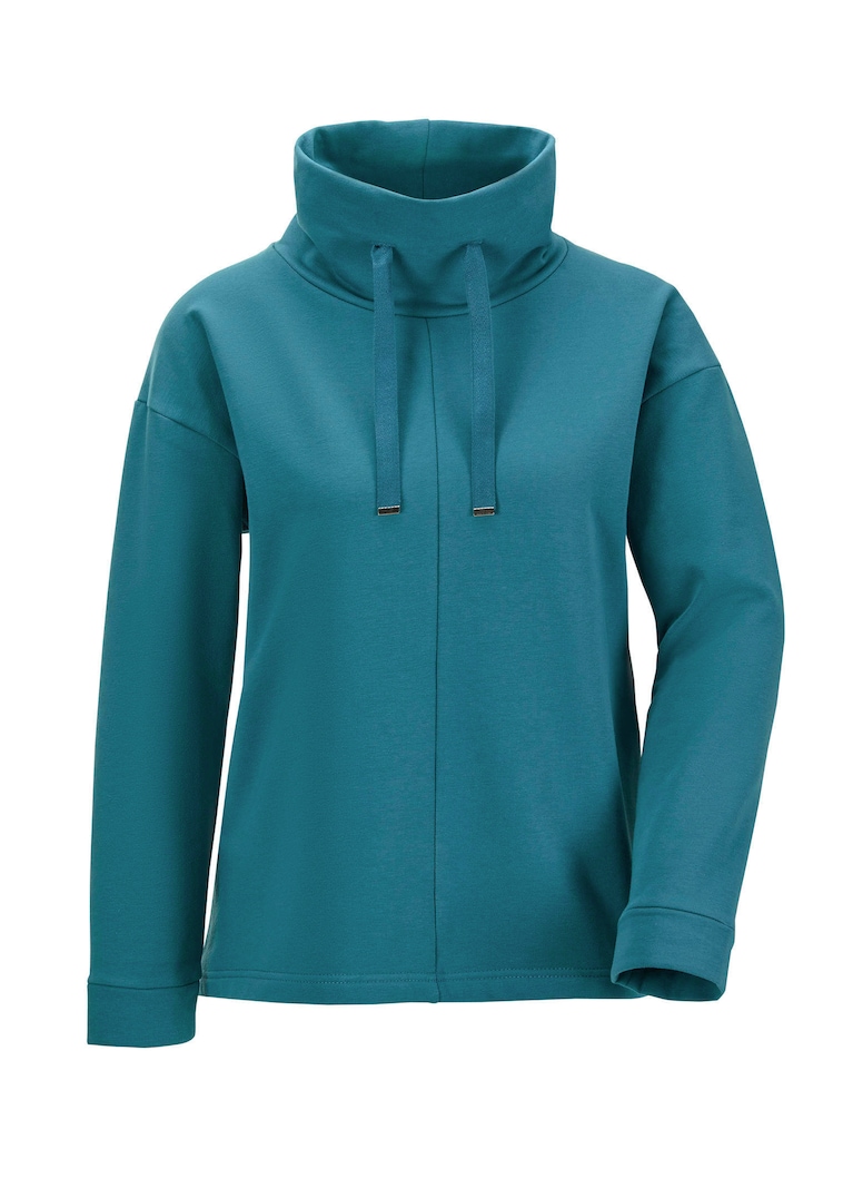 Sweat-shirt à col large avec cordon de serrage