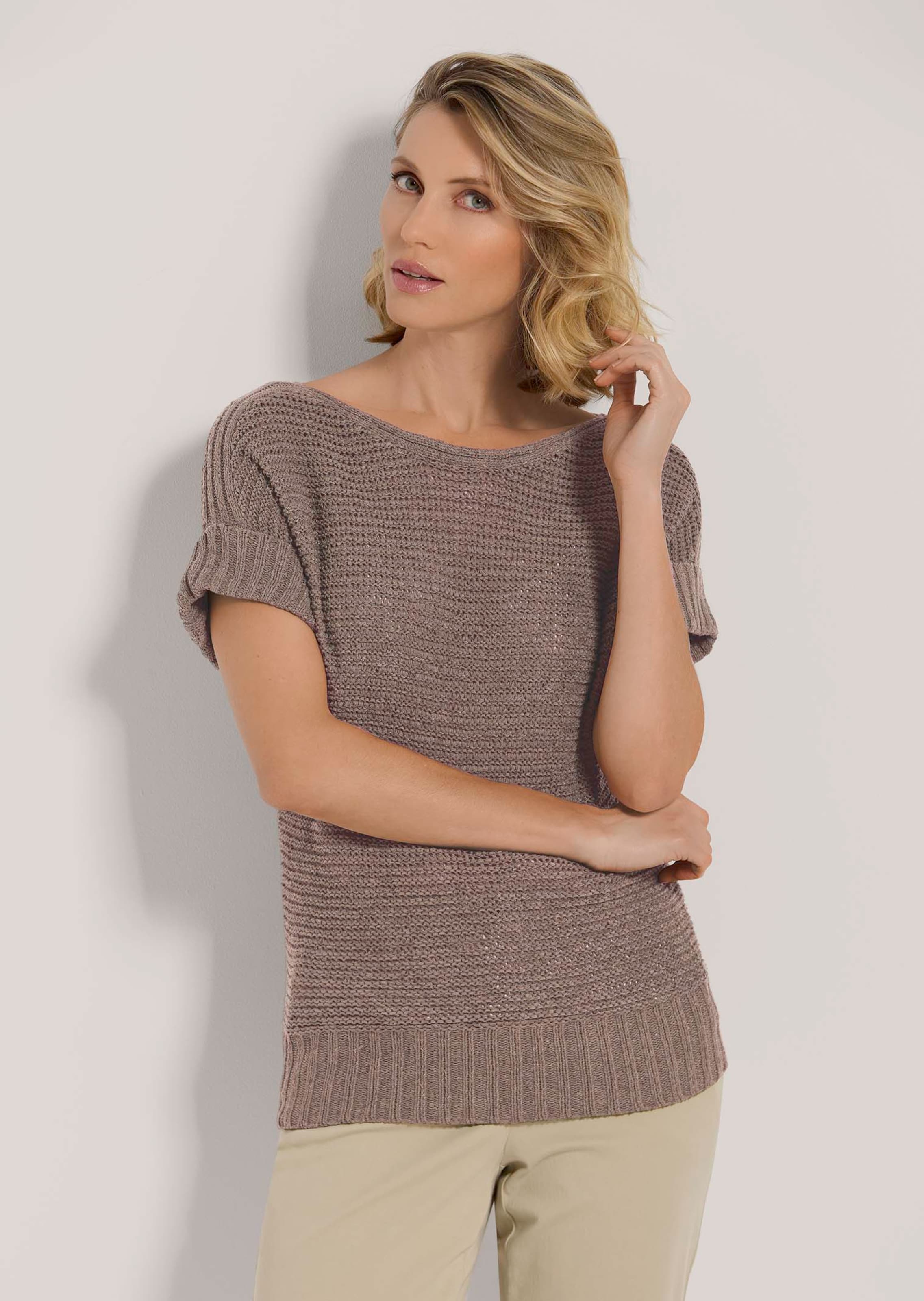 Kurzarm-Pullover mit Struktur