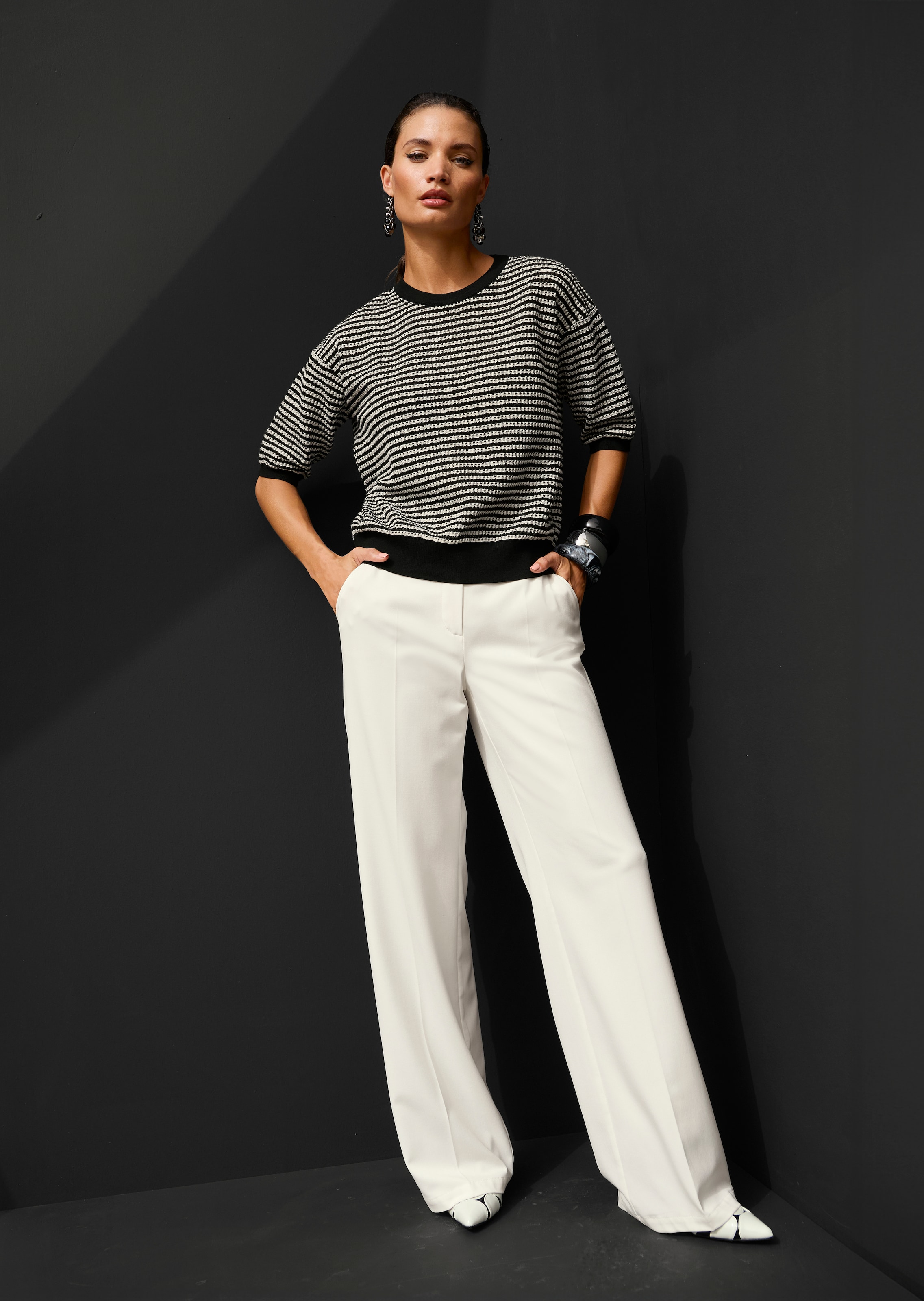 Gestreifter Pullover aus Wollmischung