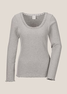 Rippen-Shirt mit Spitze thumbnail 7