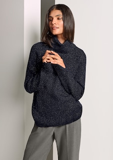 Shimmering roll-neck jumper with raglan sleeves thumbnail 1