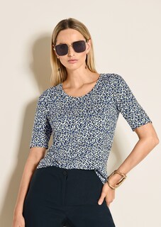 Animal print top with round neck thumbnail 1
