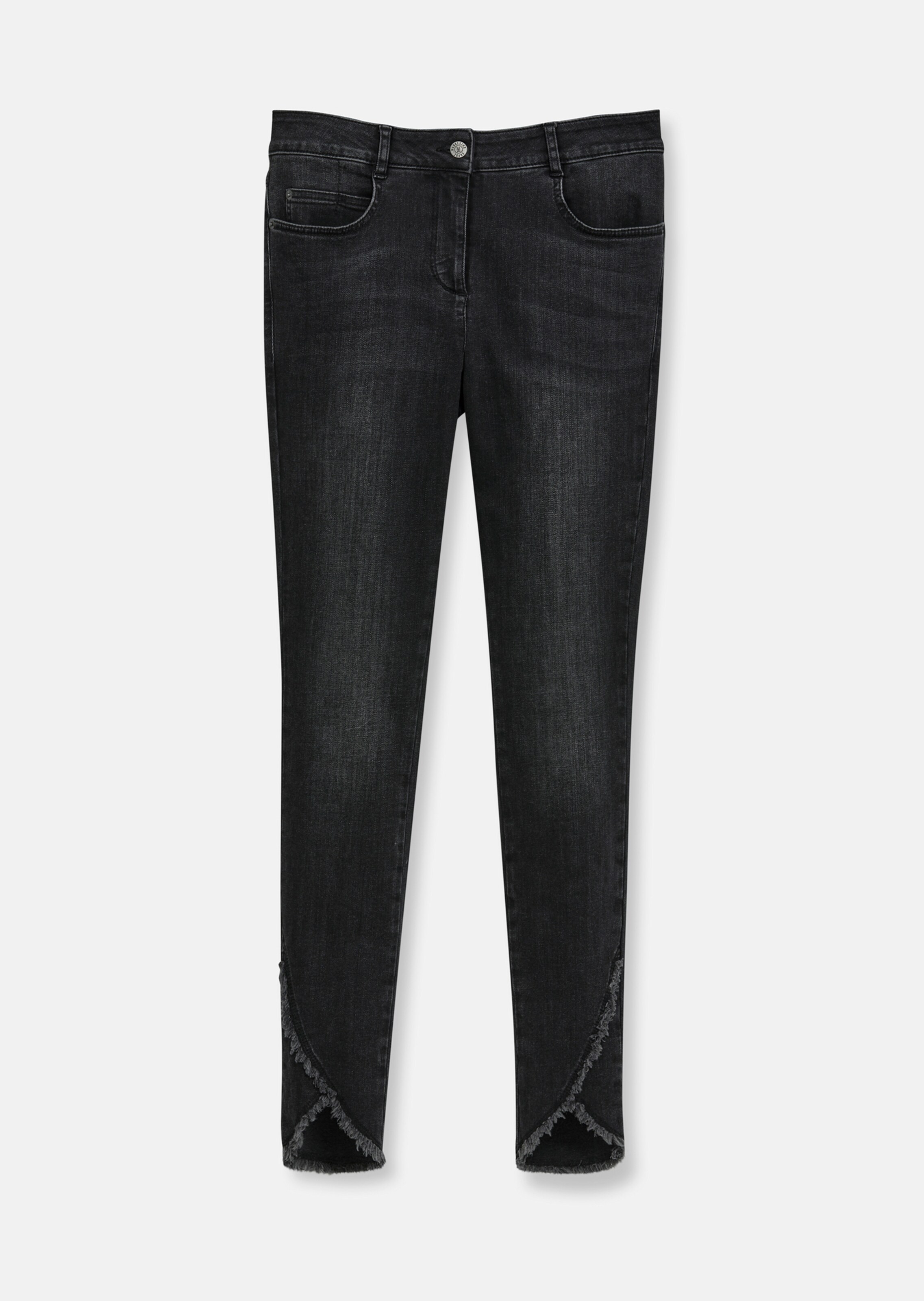 Slim-fit jeans with frayed hem thumbnail 7