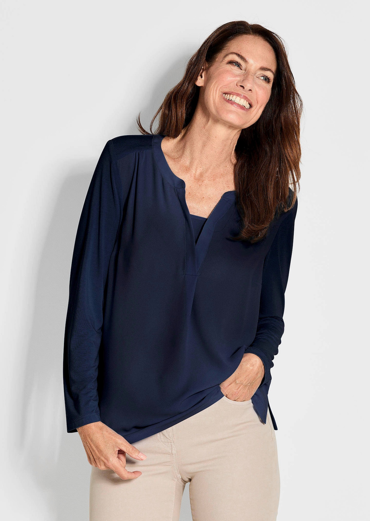 Élégante blouse en jersey et mousseline