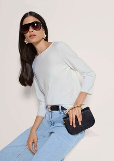 Feinstrickpullover mit U-Boot-Ausschnitt und 3/4-Arm thumbnail 5
