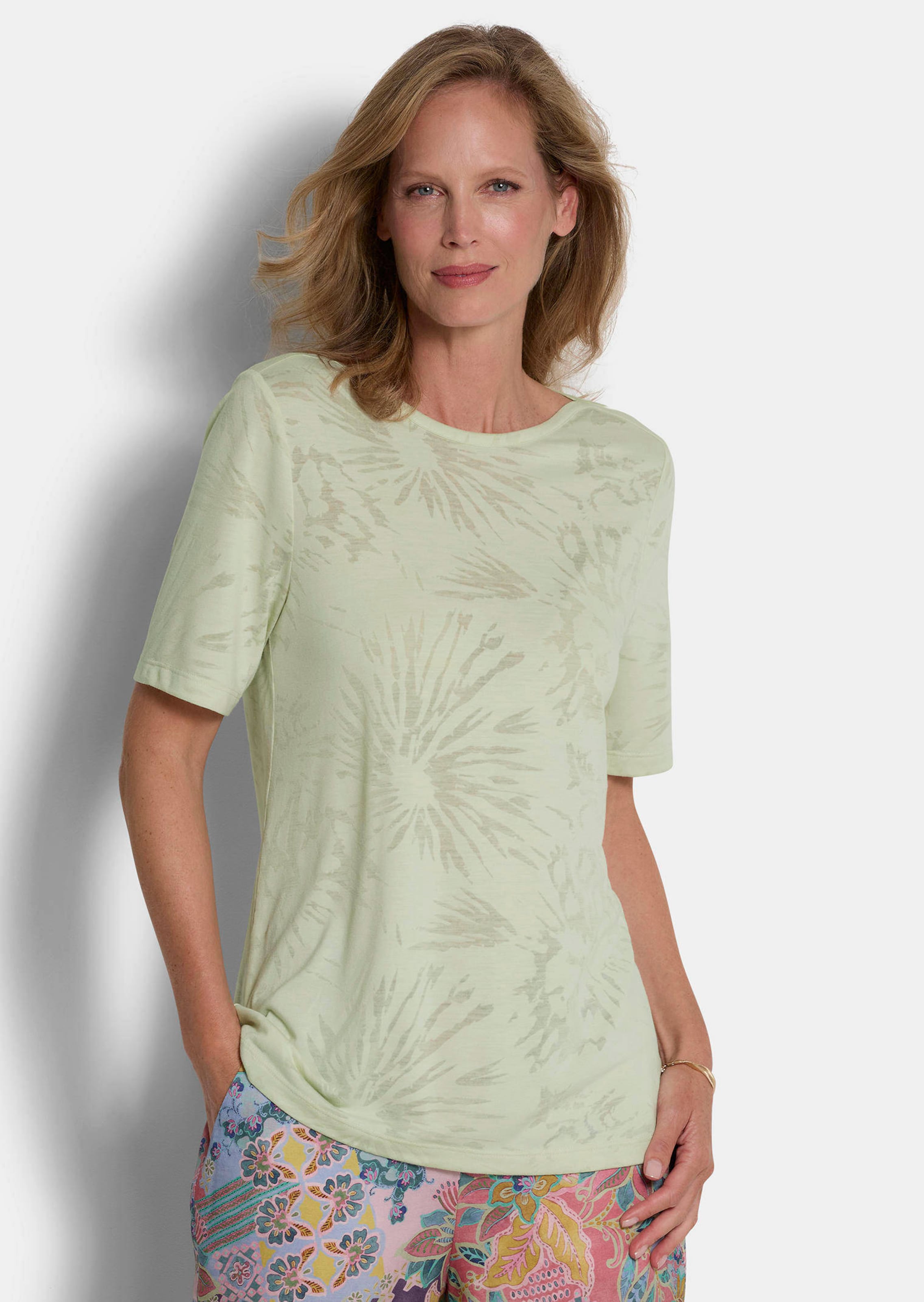 Shirt van etskant, met boothals