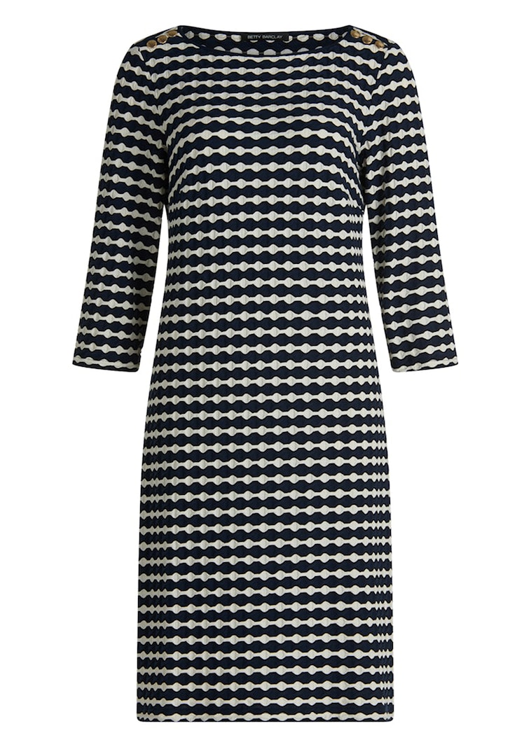 Maritimes Jerseykleid mit 3D-Struktur