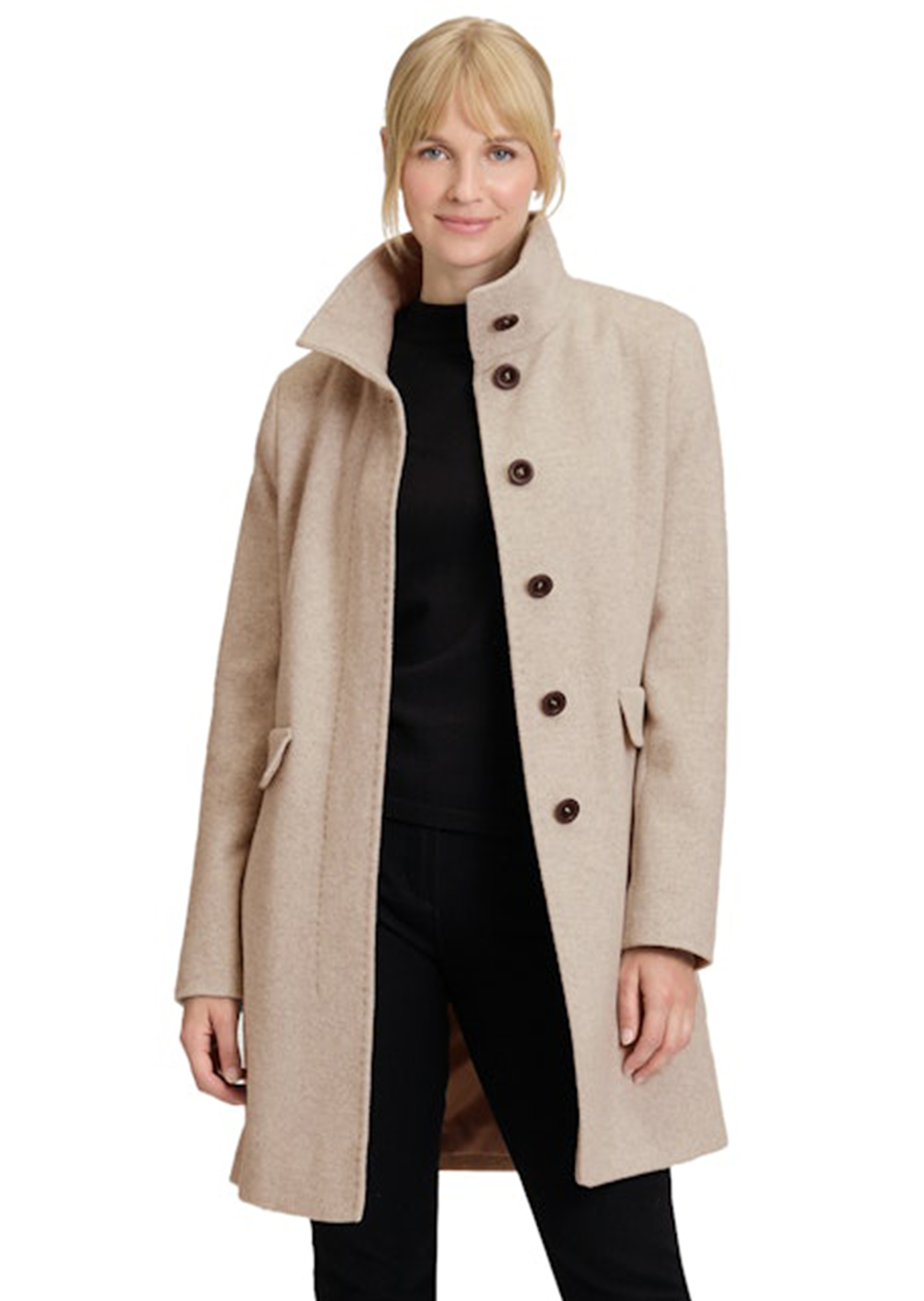 Manteau laineux avec motif à chevrons