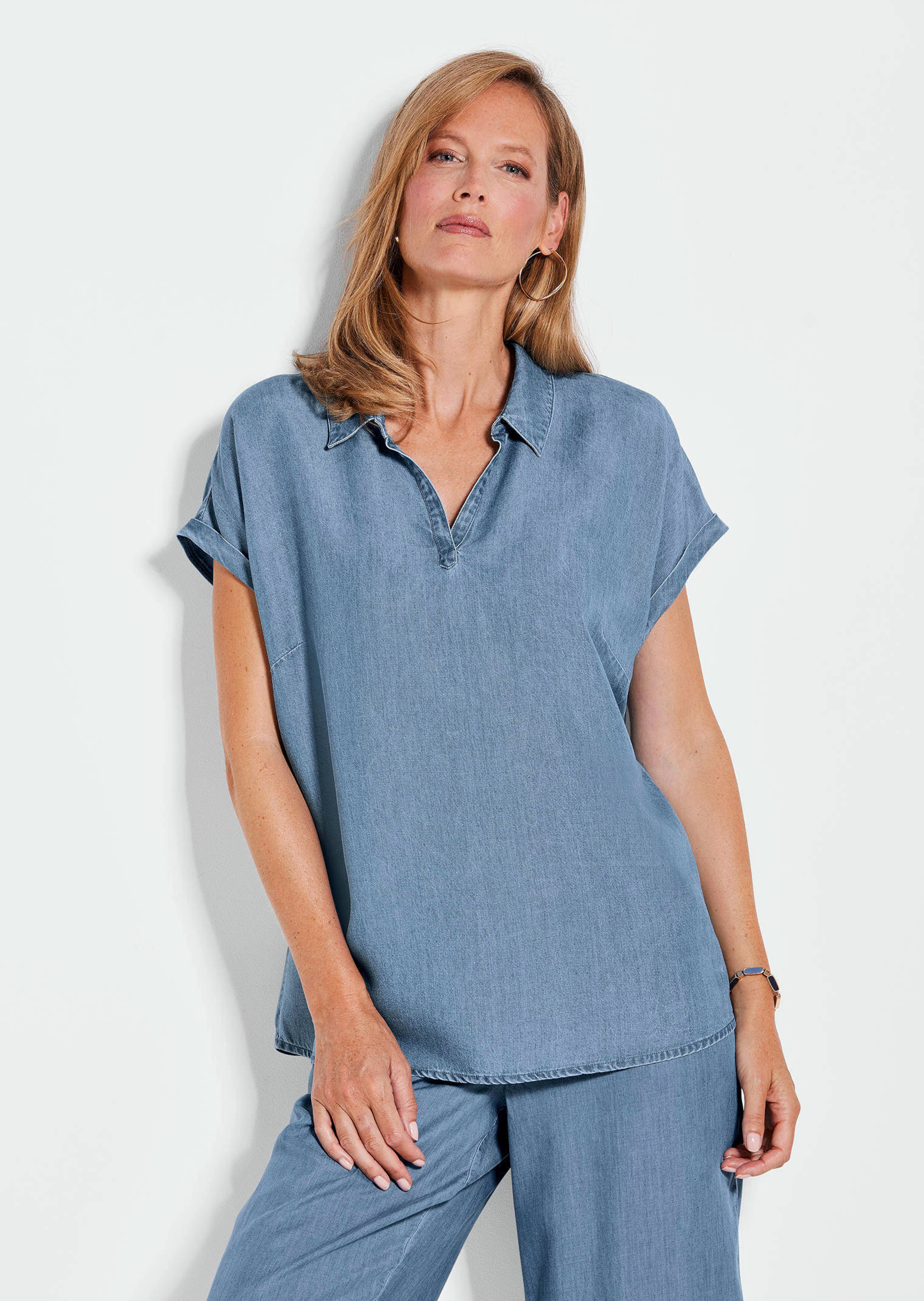 Bluse in Denim-Optik