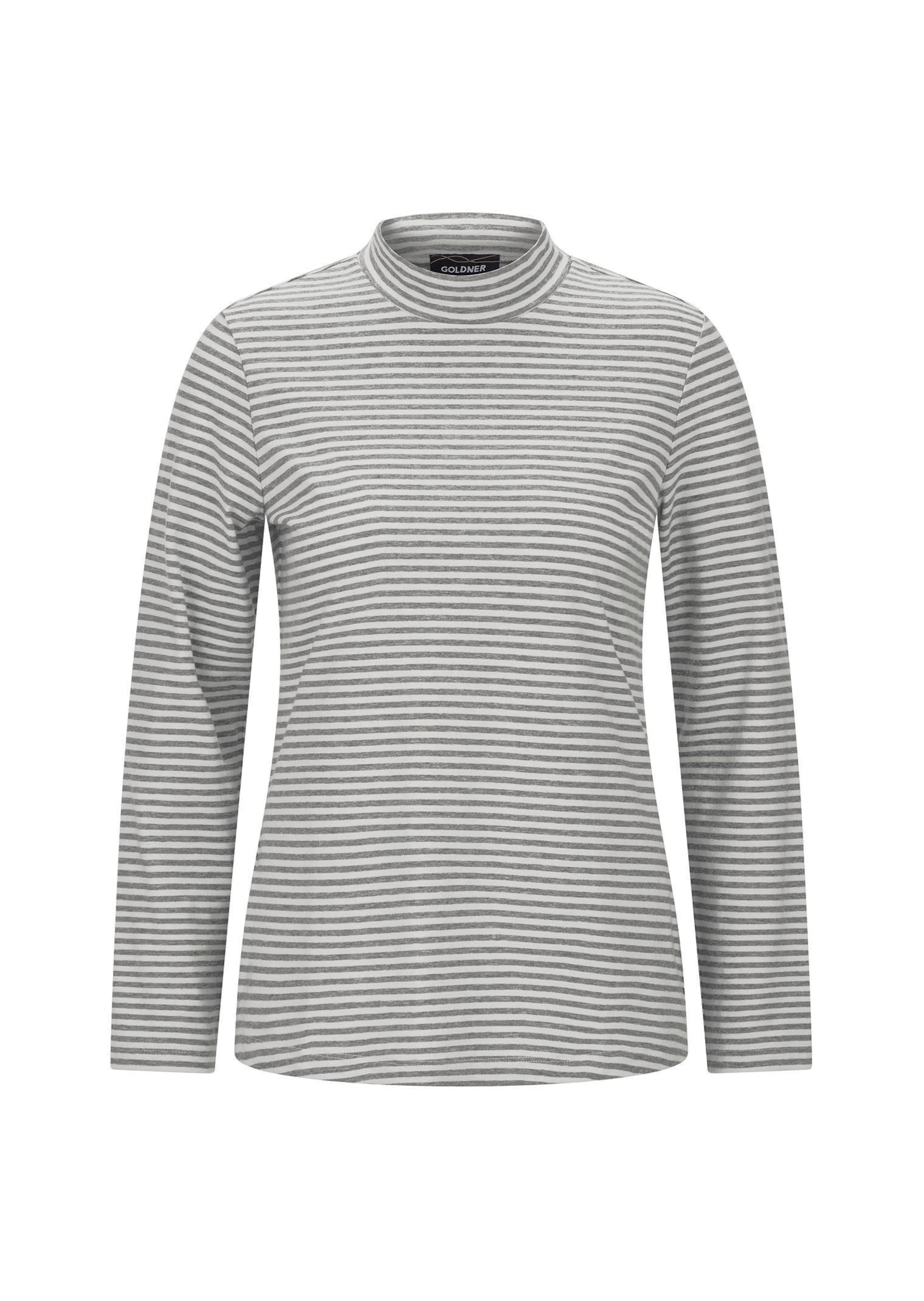 Langarmshirt mit Ringel und Stehkragen