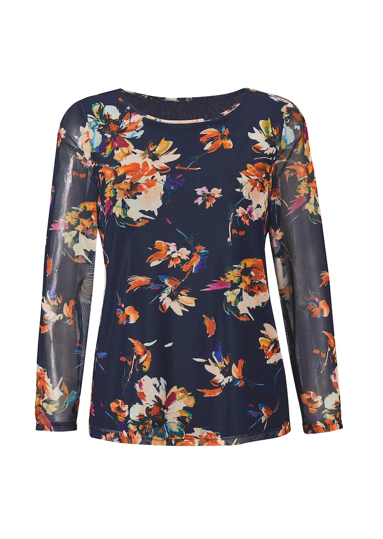 Mesh-Shirt im floralem Druck